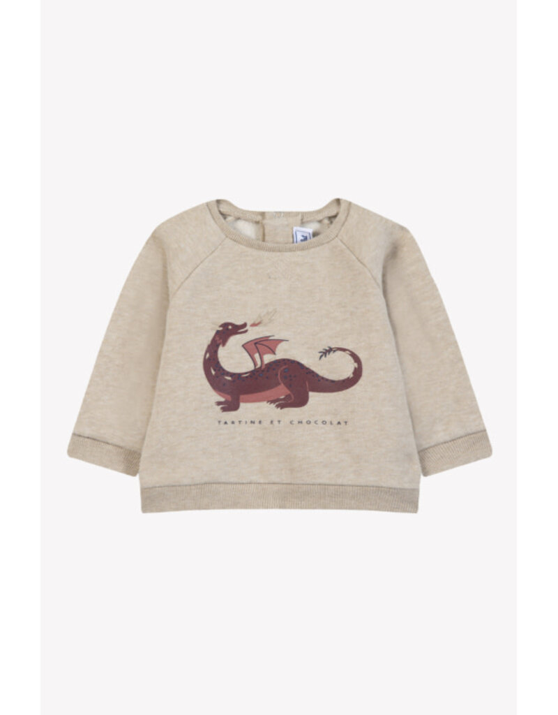 Tartine & Chocolat Tartine et chocolat - sweater sand Dinosauriërs