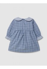 Laranjinha Laranjinha-geruit jurkje met geborduurde kraag-Blauw