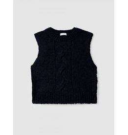 Laranjinha Laranjinha-gebreid vest met kabel-Navy blauw