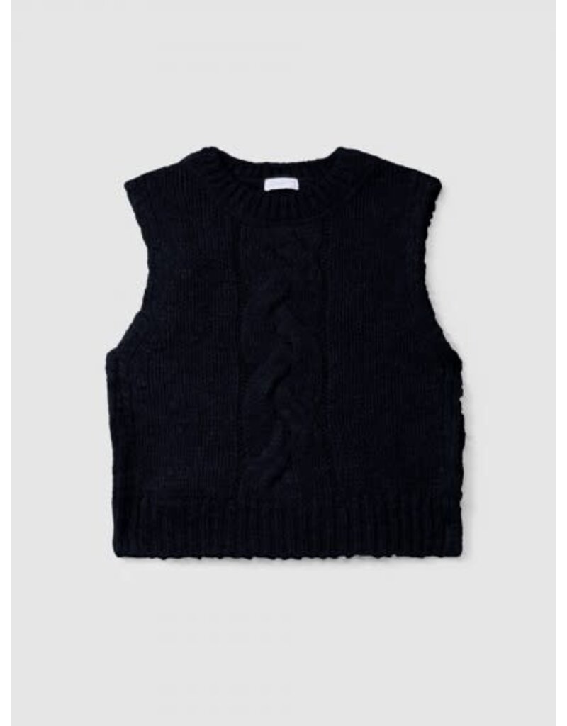 Laranjinha Laranjinha-gebreid vest met kabel-Navy blauw