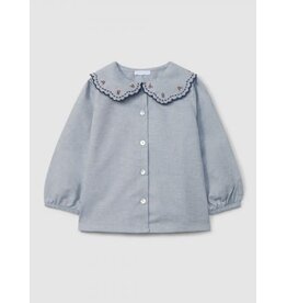 Laranjinha Laranjinha-blouse met geborduurde kraag-blauw