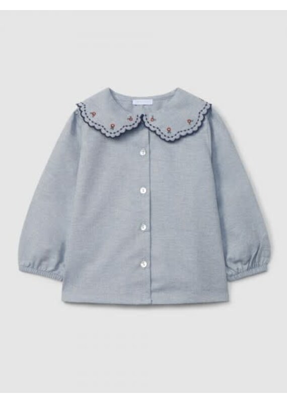 Laranjinha Laranjinha-blouse met geborduurde kraag-blauw