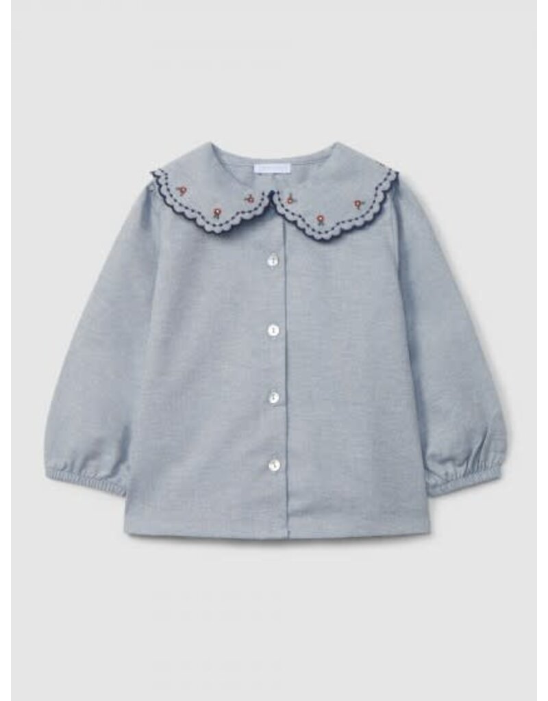 Laranjinha Laranjinha-blouse met geborduurde kraag-blauw