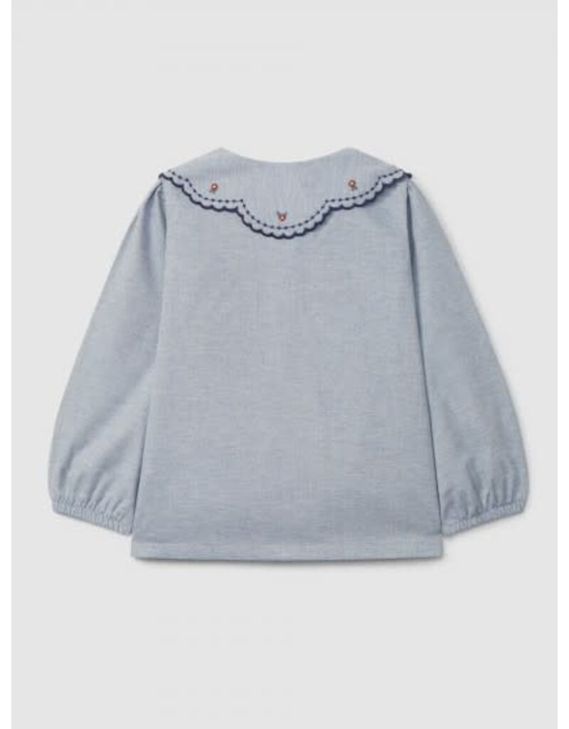 Laranjinha Laranjinha-blouse met geborduurde kraag-blauw