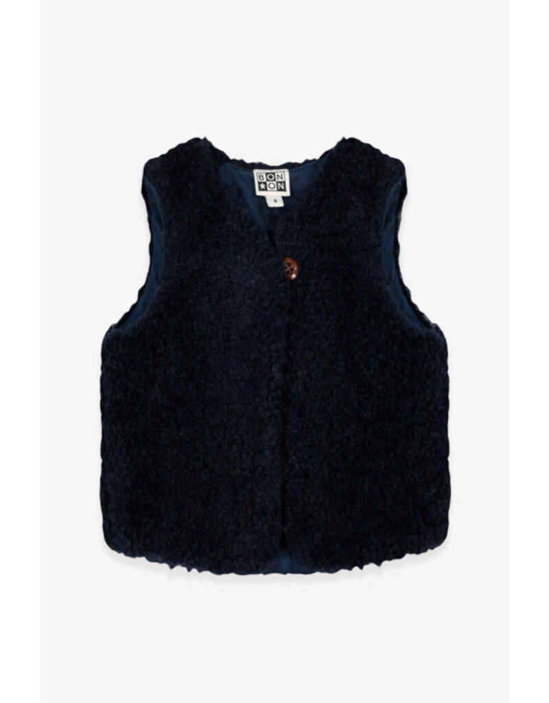 Bonton Bonton-Gilet Sherpa-Donkerblauw