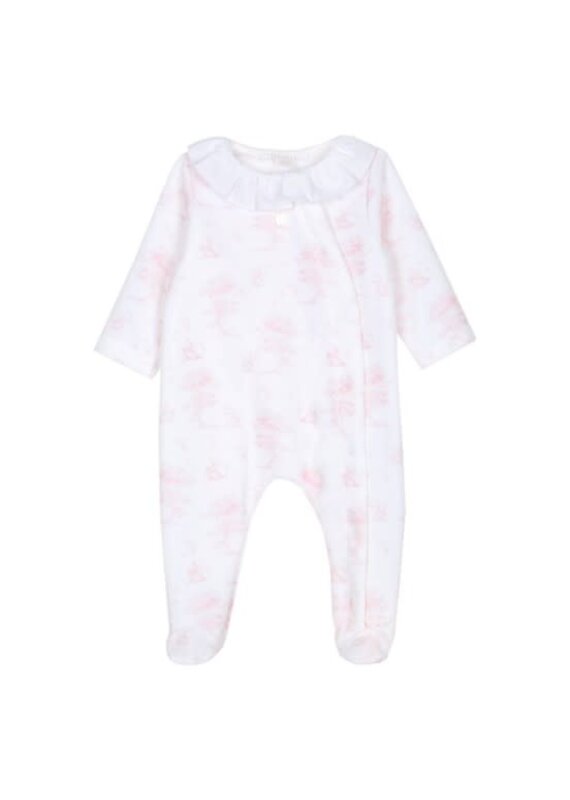 Patachou Patachou-ecru kruippakje met roze print