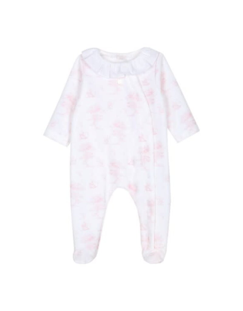 Patachou Patachou-ecru kruippakje met roze print