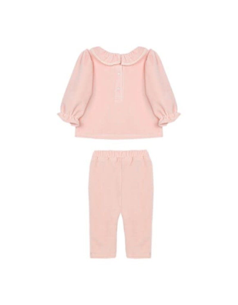 Patachou Patachou-roze setje met geborduurde bloemen