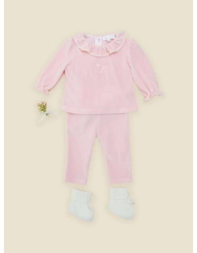 Patachou Patachou-roze setje met geborduurde bloemen