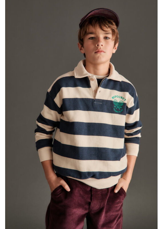 Mipounet Mipounet - Piero Polo Sweatshirt - Ecru/ blauw