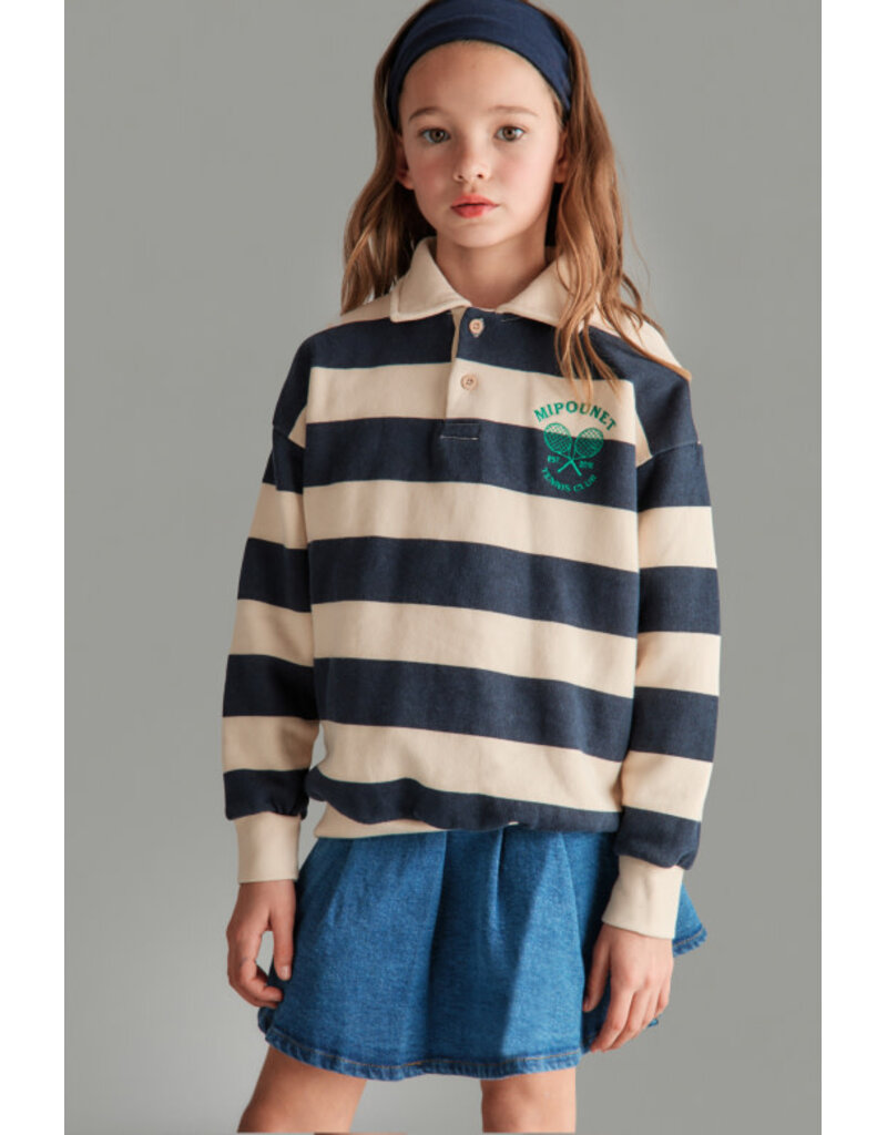 Mipounet Mipounet - Piero Polo Sweatshirt - Ecru/ blauw