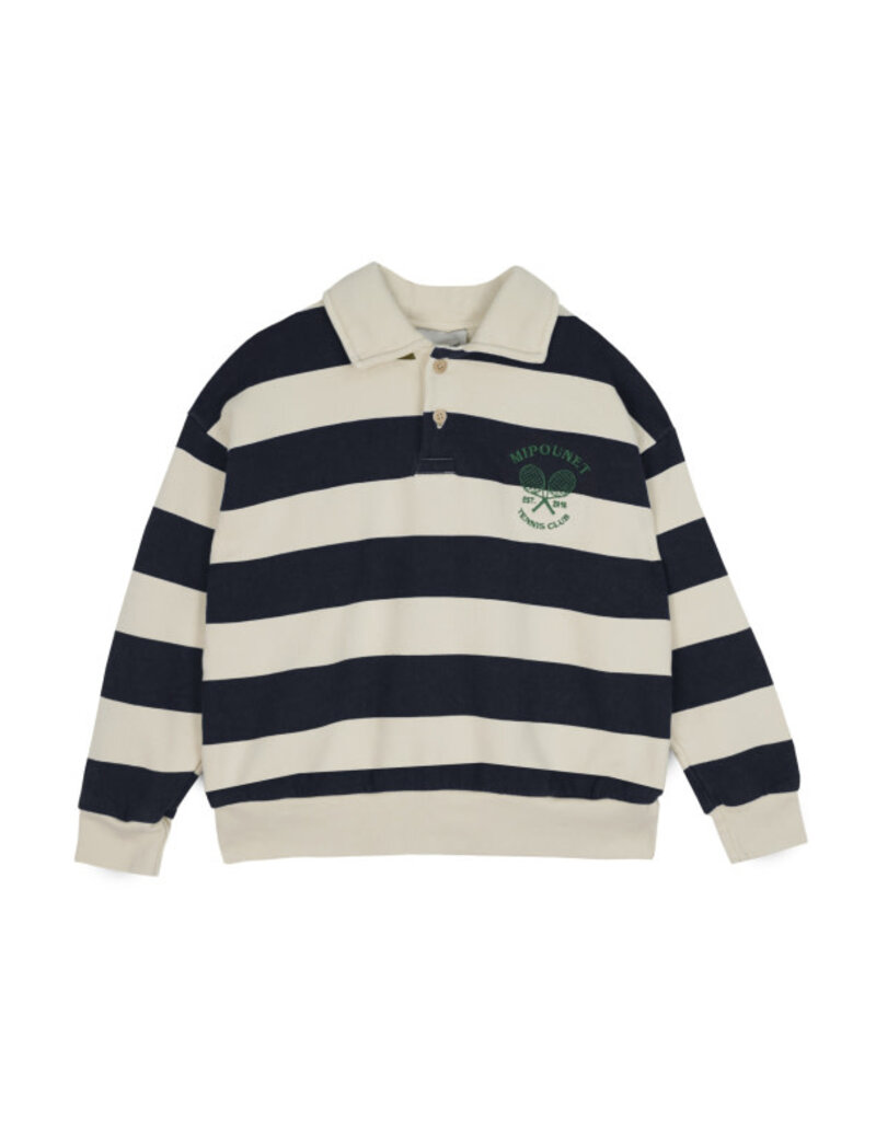 Mipounet Mipounet - Piero Polo Sweatshirt - Ecru/ blauw
