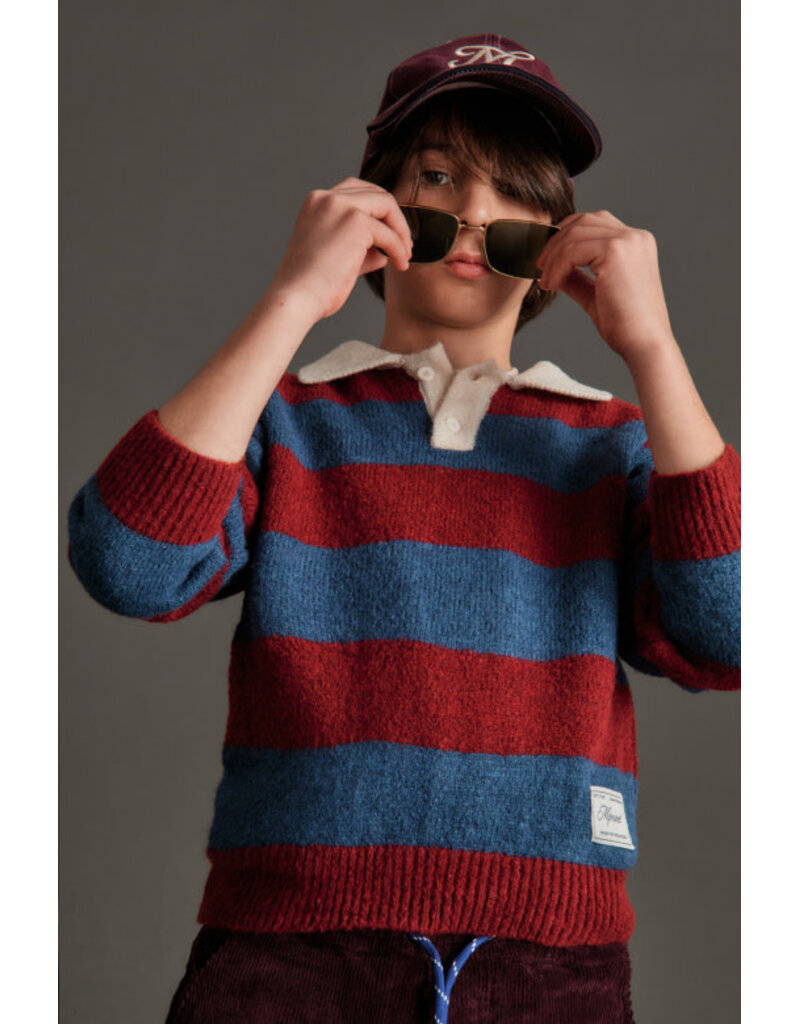 Mipounet Mipounet - Andrea Polo knit - blauw/aubergine