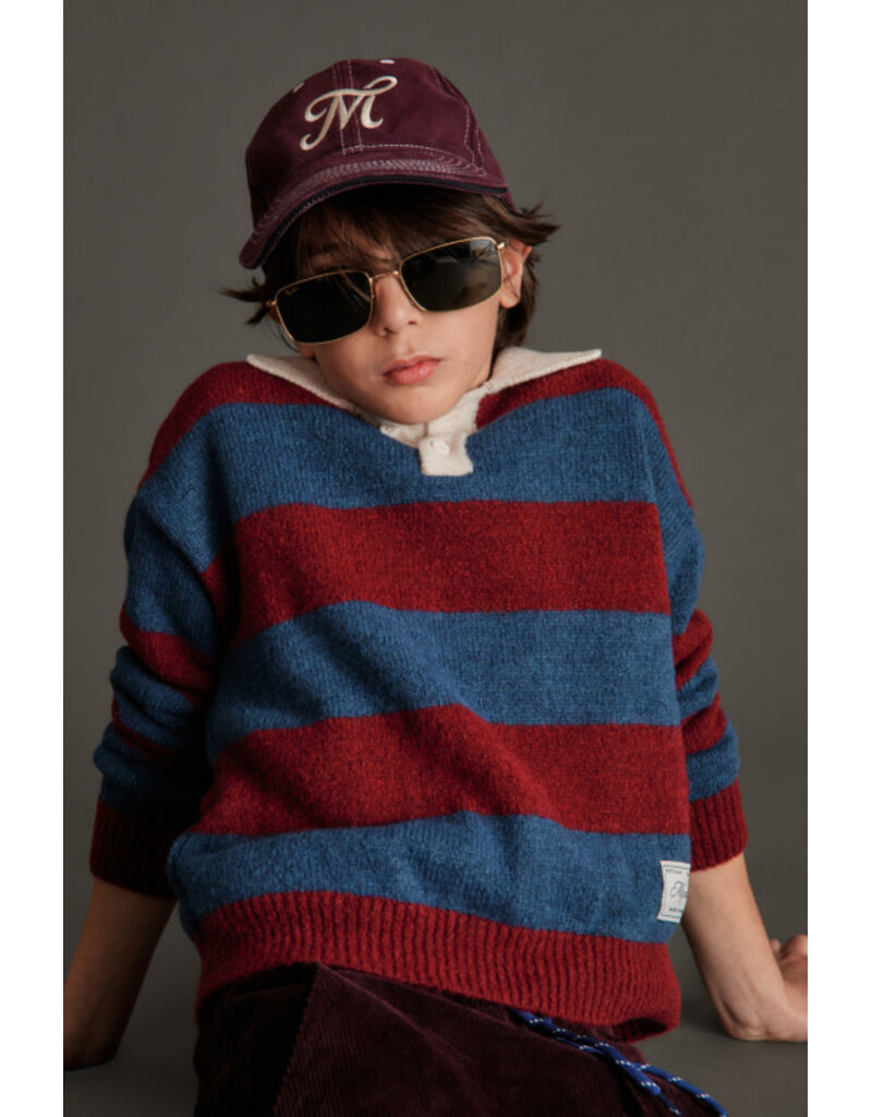 Mipounet Mipounet - Andrea Polo knit - blauw/aubergine