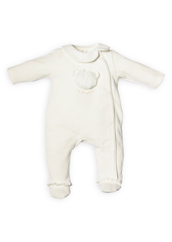 First First-Rompersuit-beer pelsje voorkant-Off White