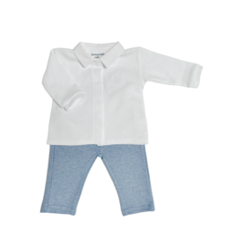 Poetree Kids Poetree -2-Delige baby set wit shirt met denim blue broekje
