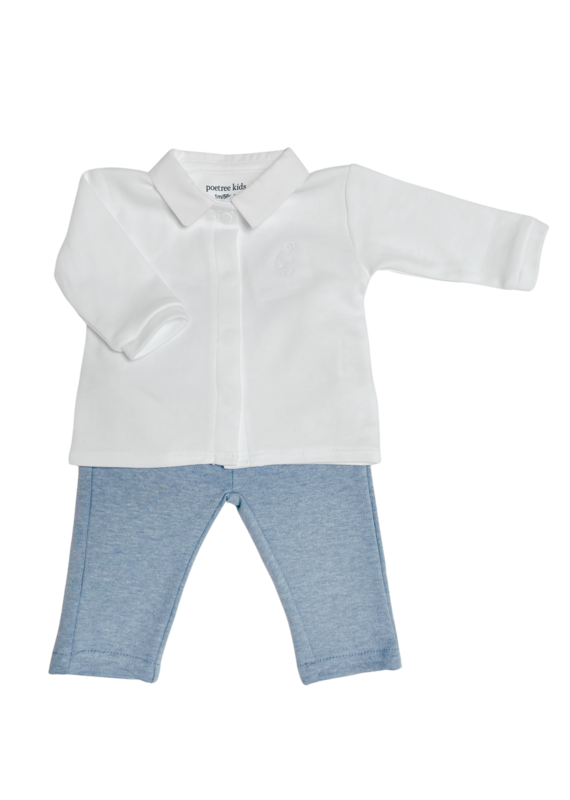 Poetree Kids Poetree -2-Delige baby set wit shirt met denim blue broekje