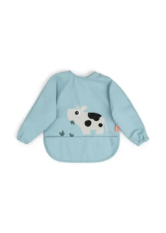 Done by Deer Done by deer-Sleeved pocket bib - Tiny farm - Blue