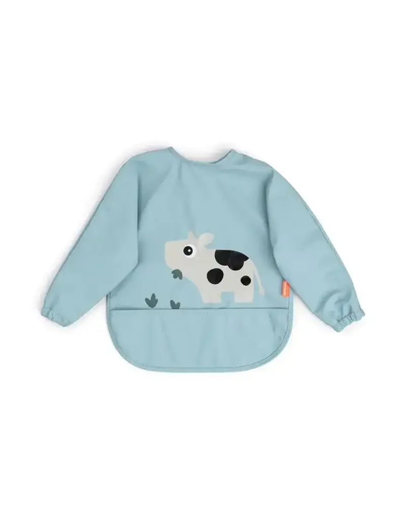 Done by Deer Done by deer-Sleeved pocket bib - Tiny farm - Blue