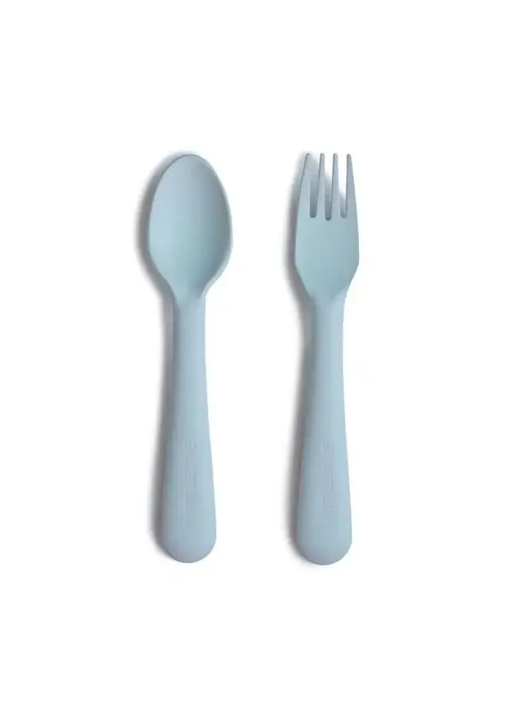 Mushie Mushie - lepel en vork powder blue