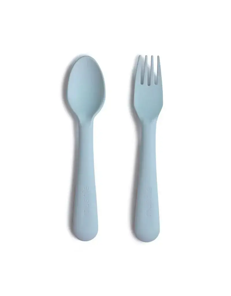 Mushie Mushie - lepel en vork powder blue