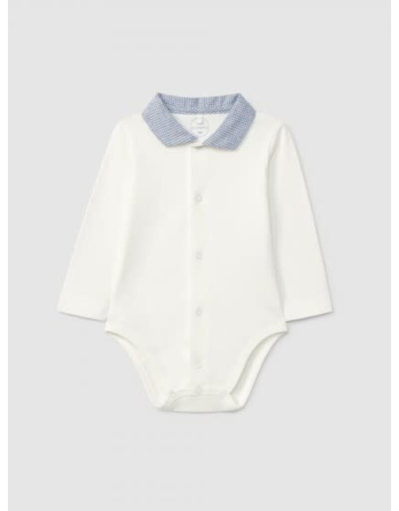 Laranjinha Laranjinha - Body Vichy point kraag - blauw