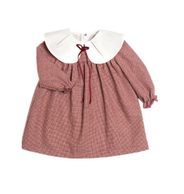 Barcellino Barcellino - Bordeauxrood kleedje met witte kraag