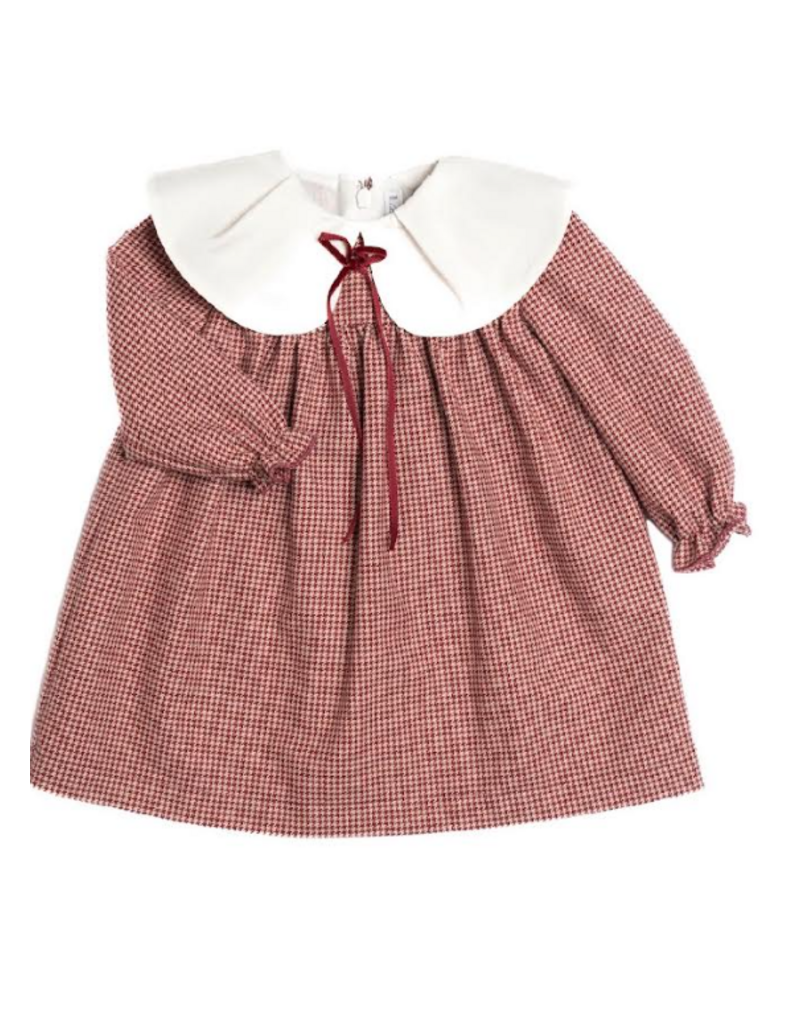 Barcellino Barcellino - Bordeauxrood kleedje met witte kraag