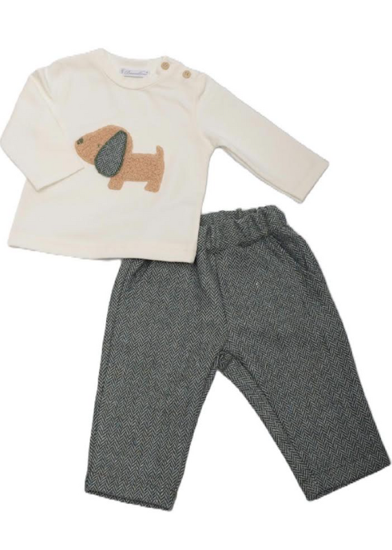 Barcellino Barcellino - set longsleeve hond + visgraat broek