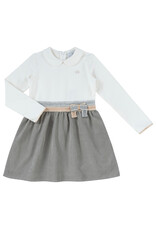 Natini Natini-Jurk double bow-offwhite/grey