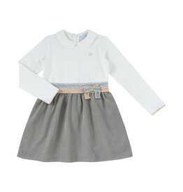 Natini Natini-Jurk double bow-offwhite/grey