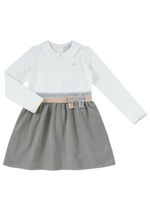 Natini Natini-Jurk double bow-offwhite/grey
