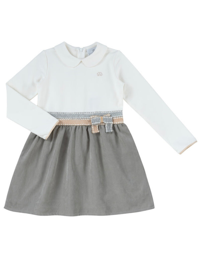 Natini Natini-Jurk double bow-offwhite/grey