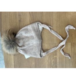 jamiks Jamiks - beige muts met bruine pompon