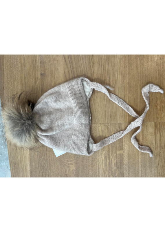 jamiks Jamiks - beige muts met bruine pompon