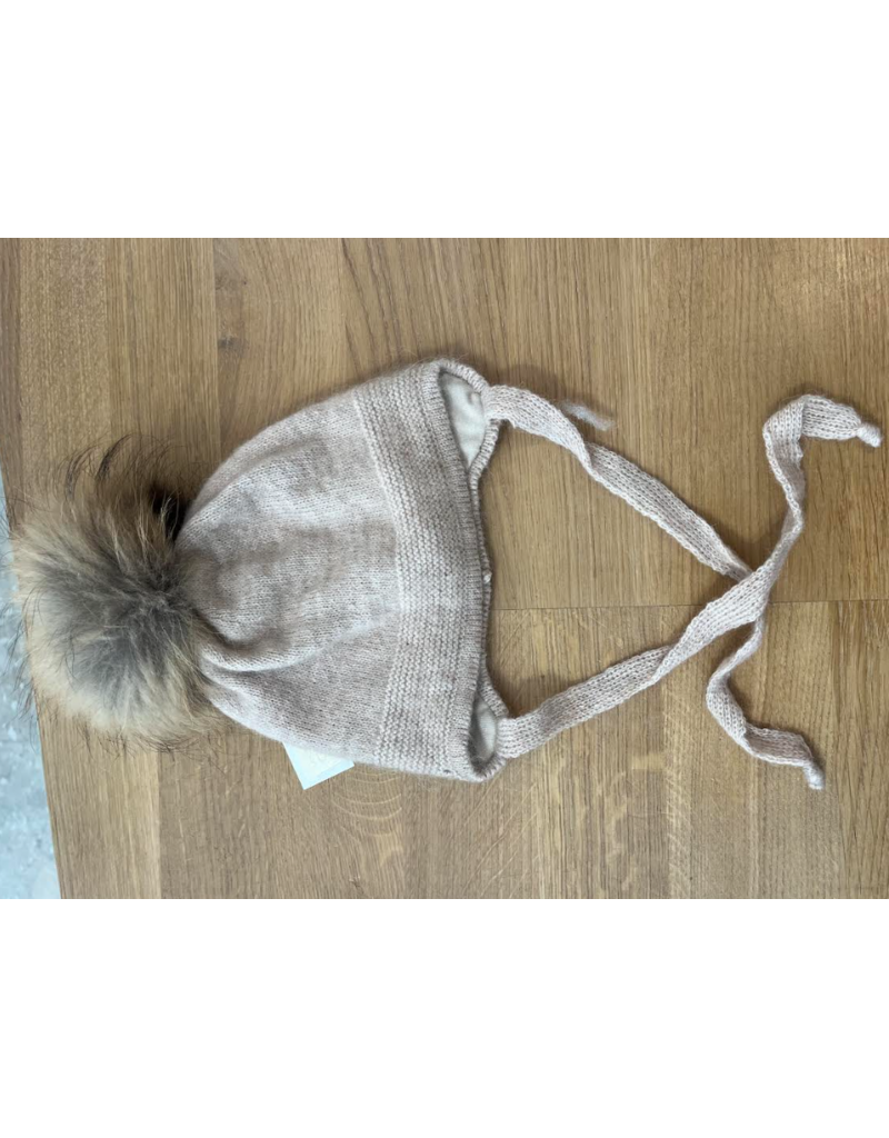 jamiks Jamiks - beige muts met bruine pompon