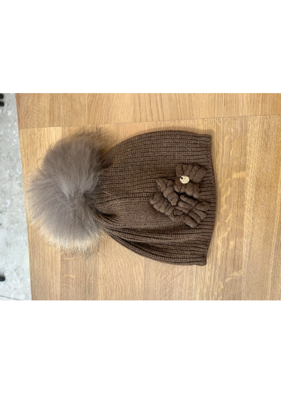jamiks Jamiks - bruine muts met strik