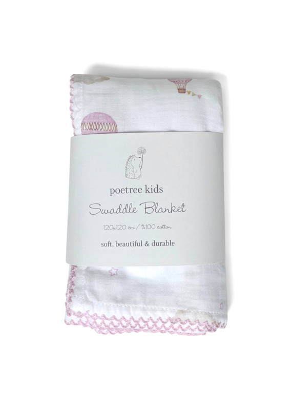 Poetree Kids Poetree - swaddle doek 120*120 little voyager roze
