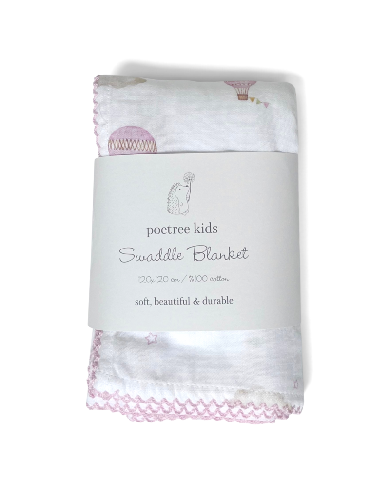 Poetree Kids Poetree - swaddle doek 120*120 littele voyager roze