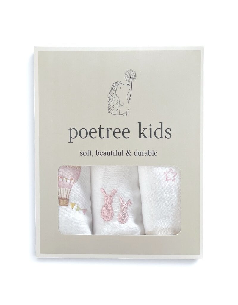 Poetree Kids Poetree - kleine tetra doekjes little vogager roze