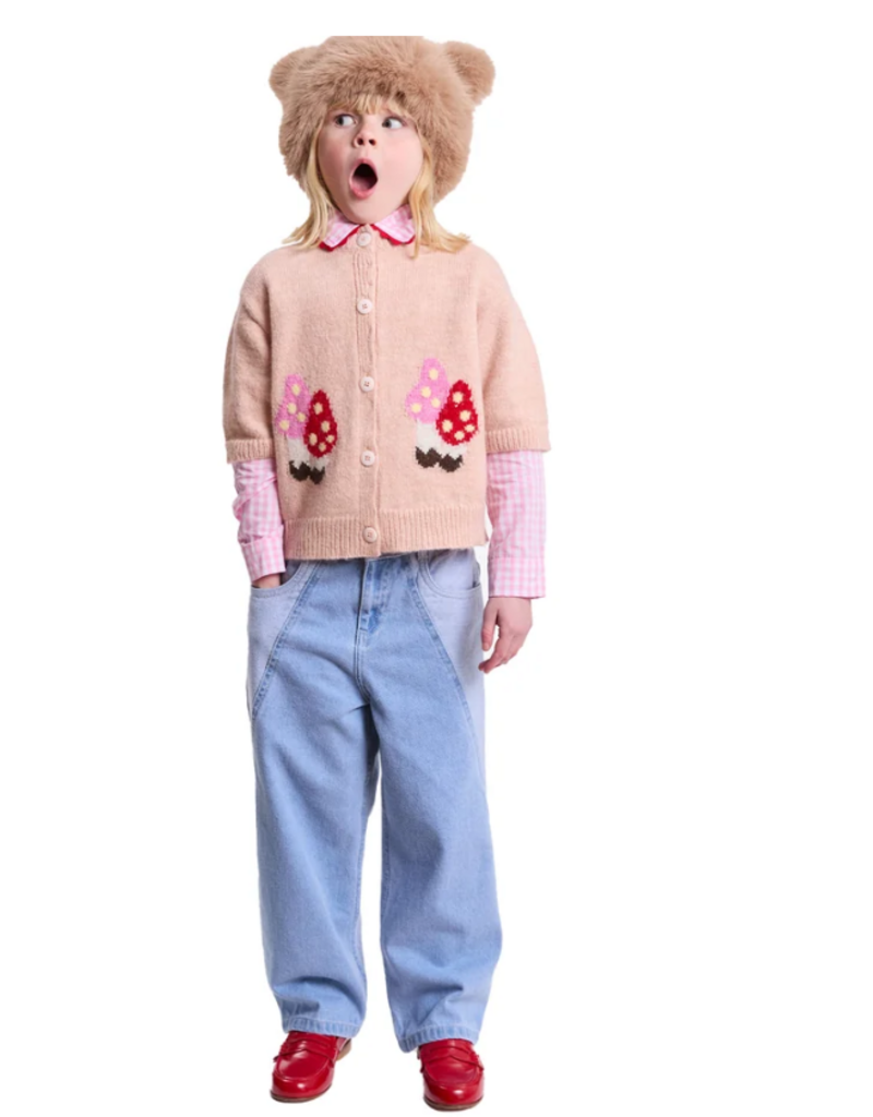 wynken Wynken - cardigan roze mushrooms