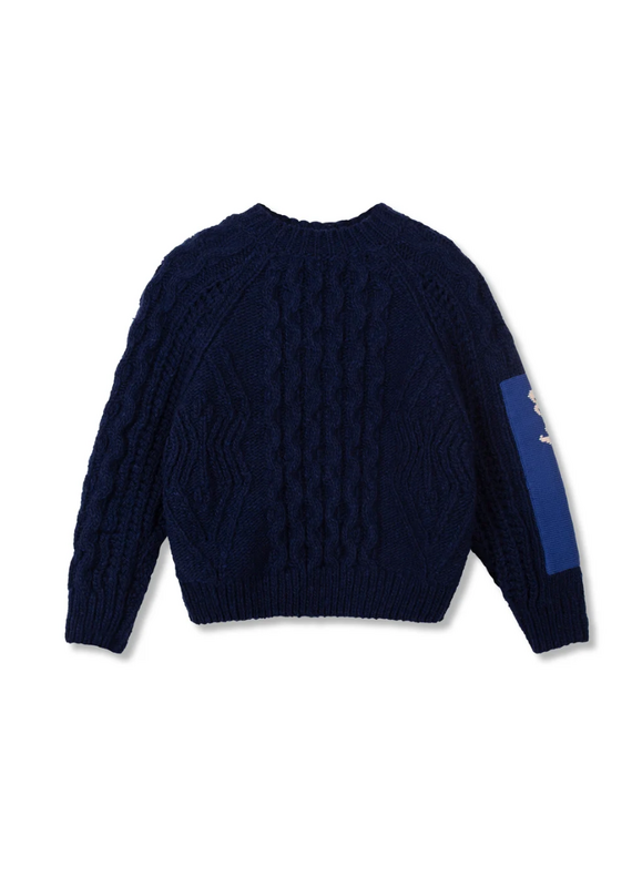 wynken Wynken - aran knit jumper navy