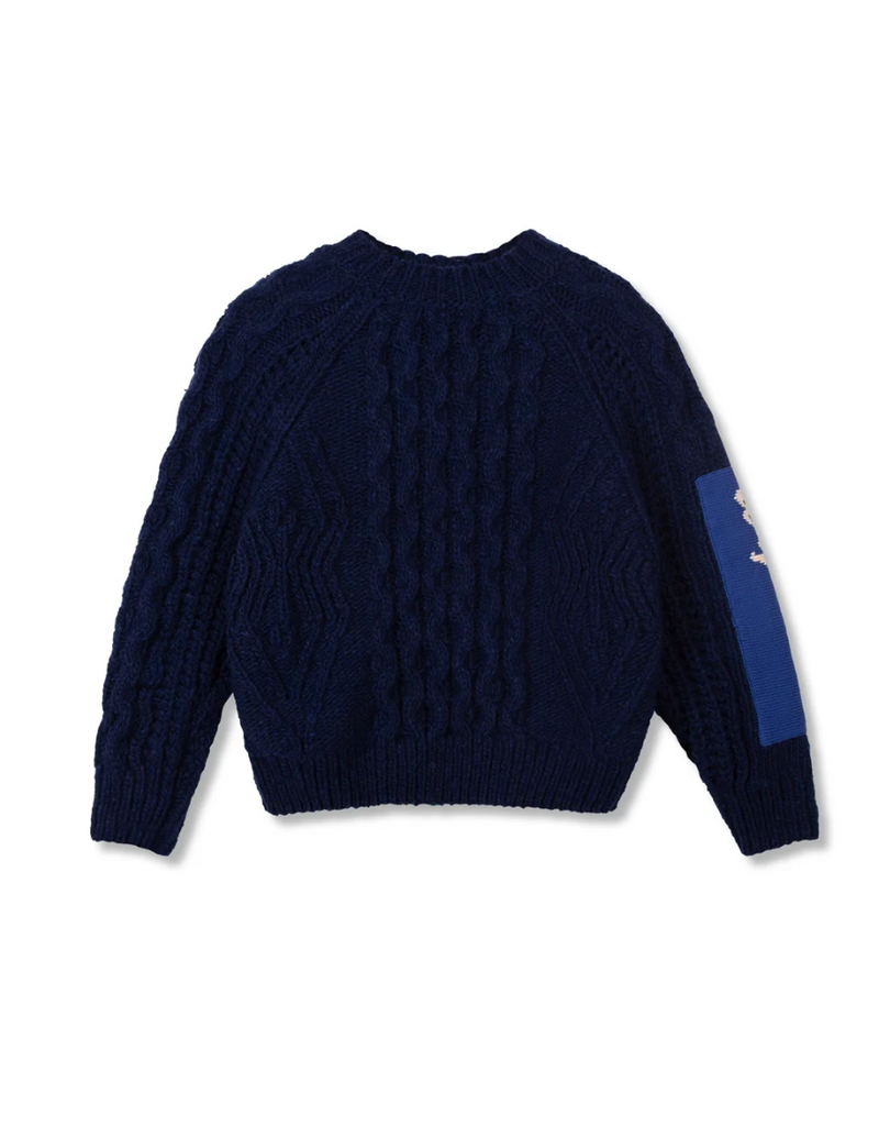 wynken Wynken - aran knit jumper navy