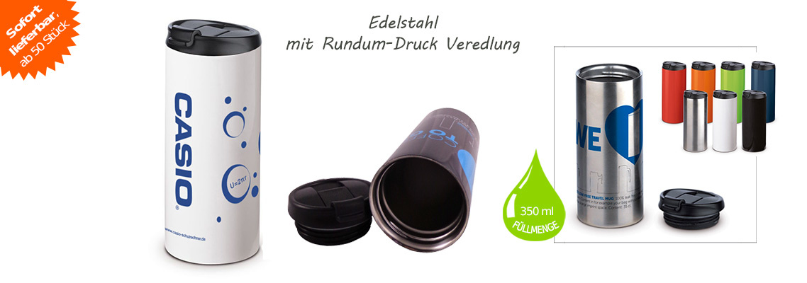 Thermobecher Waterfall - auslaufsicher Mehrwegbecher Kaffeebecher Edelstahl