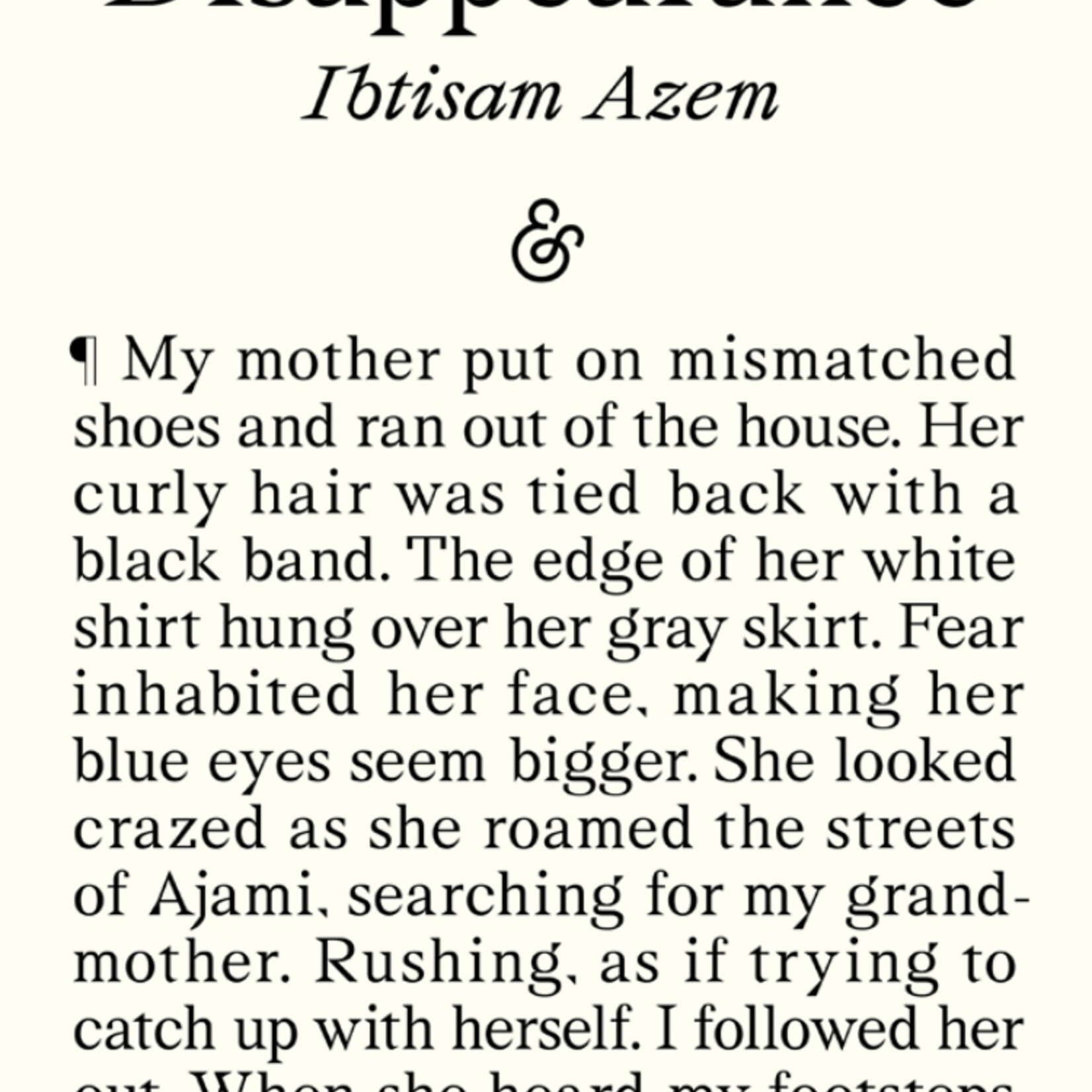 Ibtisam Azem The Book of Disappearance