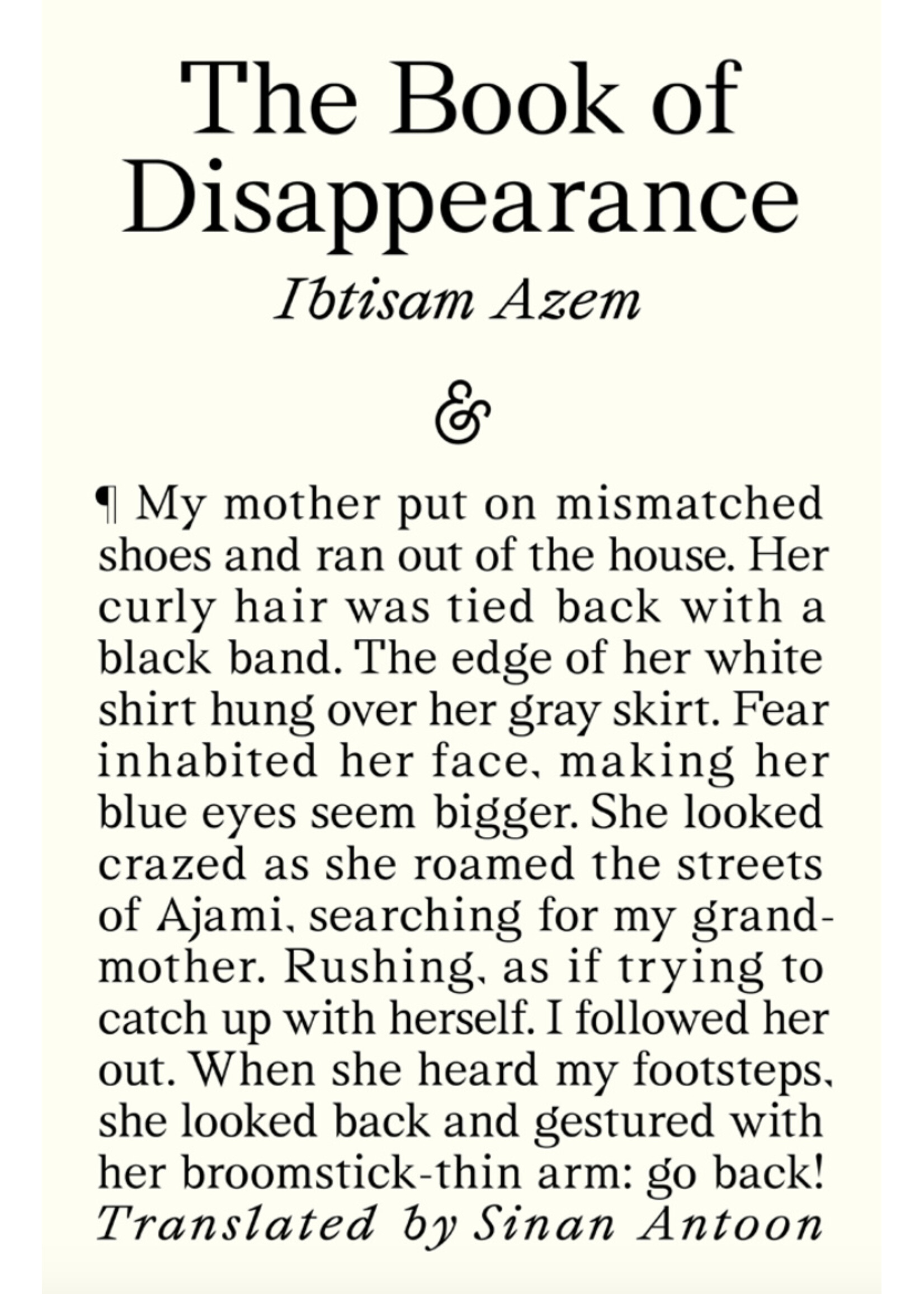 Ibtisam Azem The Book of Disappearance