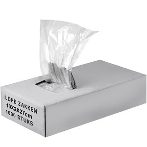 Polyzakken 10x4+4x27cm, LDPE transparant