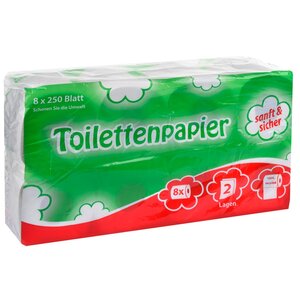 Toiletpapier 250 vel, 2-laags