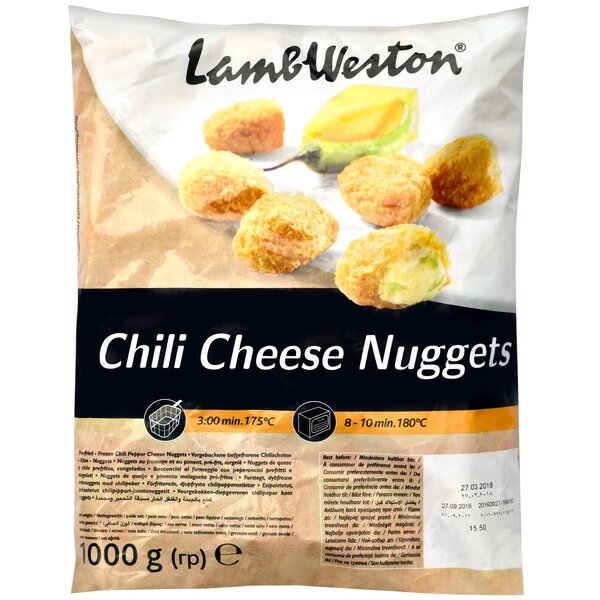 LambWeston Chili cheese nuggets Pittige kaas en Jalapeno snack, diepvries