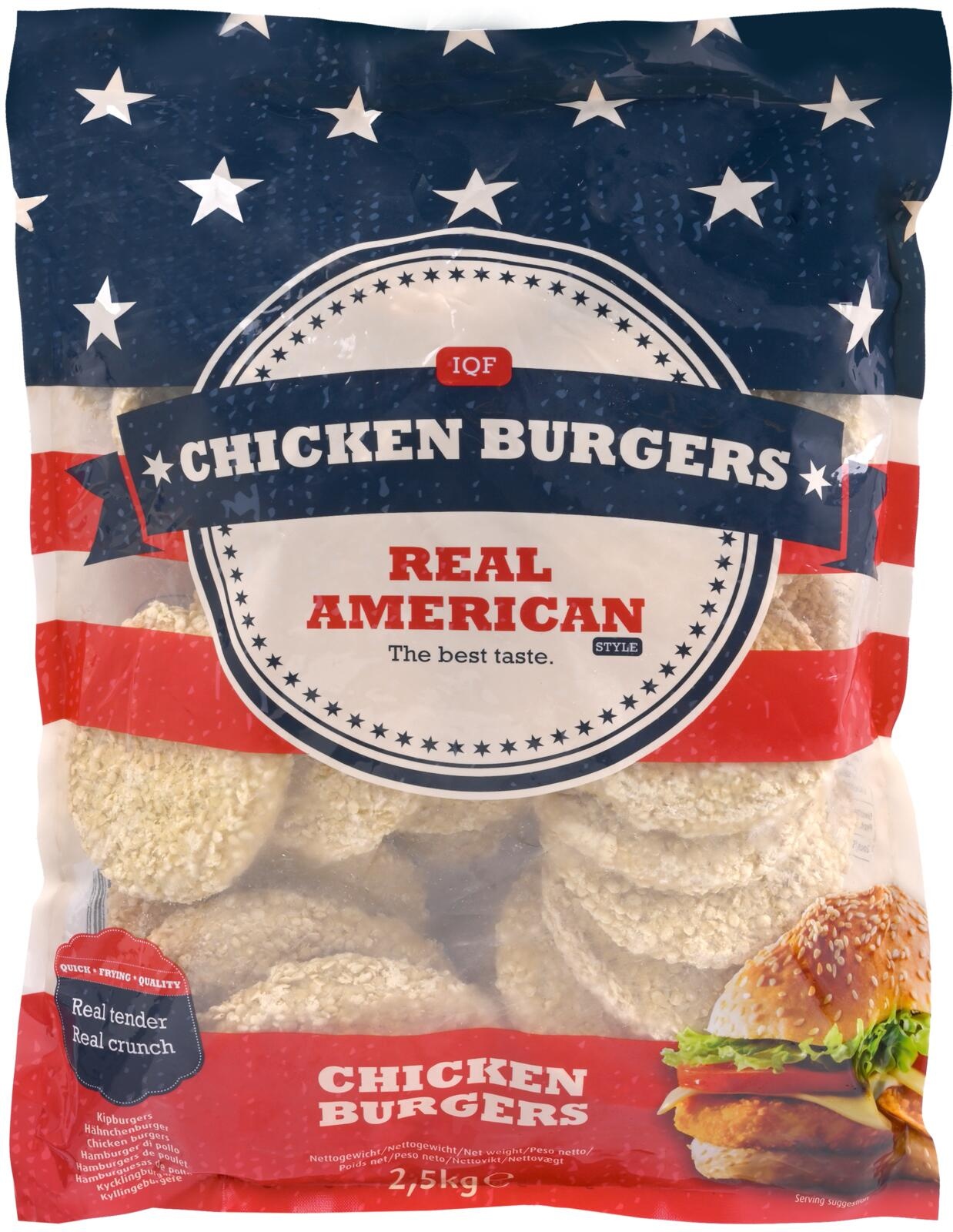 Crispy Chicken Burger 100g p/st., Halal, Diepvries Kitchen Goods